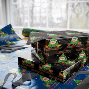 Funny Pig Christmas Tree Ugly Sweater Wrapping Paper Roll Farm Animal Gift TS12 Black Print Your Wear