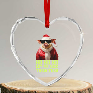 Funny Pig Santa Heart Crystal Glass Ornament Ho Ho Ho Let Me Suck Them Toes Weird Festive Christmas TS02 Transparent Glass 3'' Heart Print Your Wear