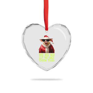 Funny Pig Santa Heart Crystal Glass Ornament Ho Ho Ho Let Me Suck Them Toes Weird Festive Christmas TS02 Print Your Wear