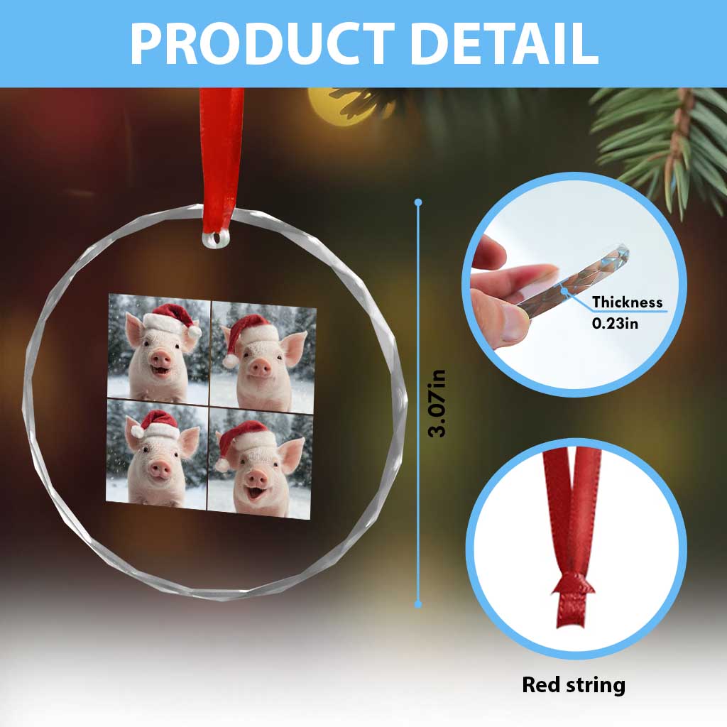 Funny Pig With Santa Hat Photobooth Crystal Glass Ornament Christmas Gift TS12 Print Your Wear