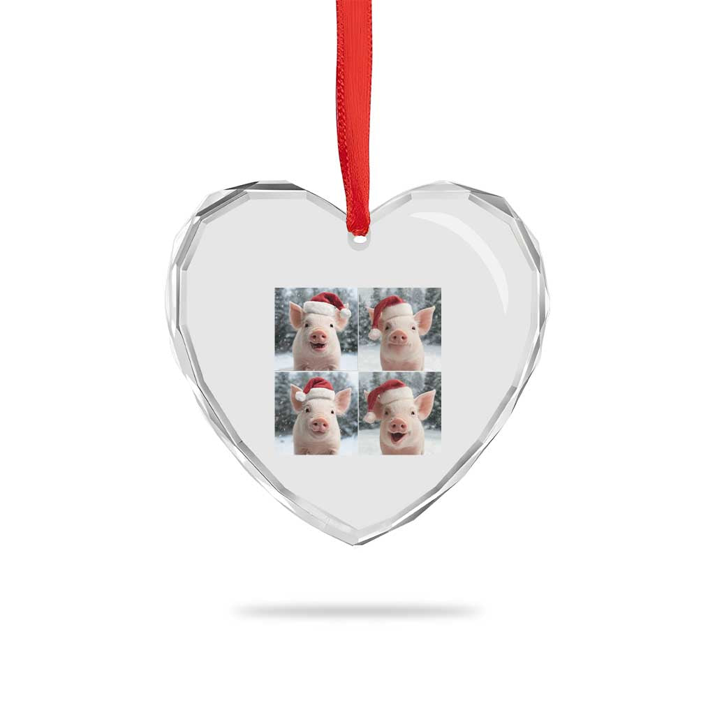 Funny Pig With Santa Hat Photobooth Heart Crystal Glass Ornament Christmas Gift TS12 Print Your Wear