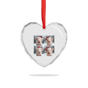 Funny Pig With Santa Hat Photobooth Heart Crystal Glass Ornament Christmas Gift TS12 Print Your Wear