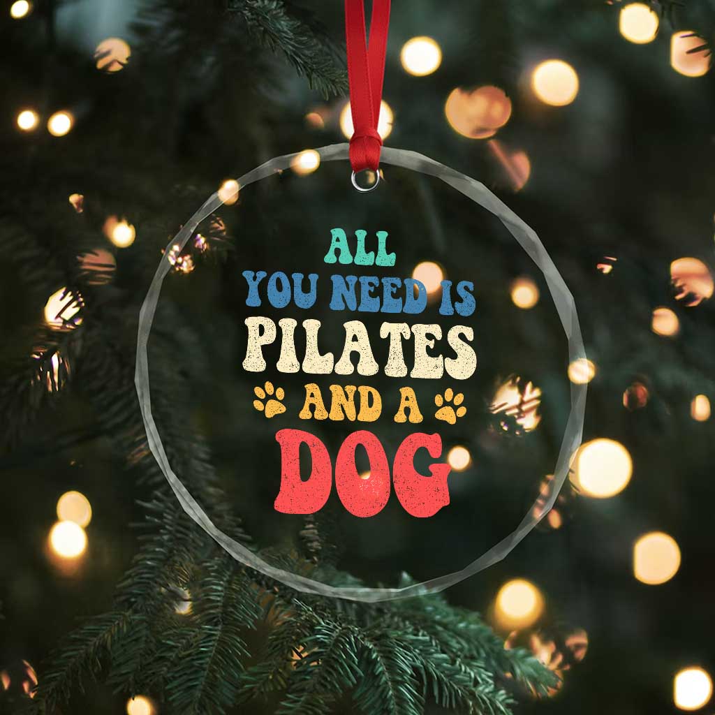 Funny Pilates Dog Lover Crystal Glass Ornament Retro All You Need Is Pilates And A Dog TS10 Print Your Wear
