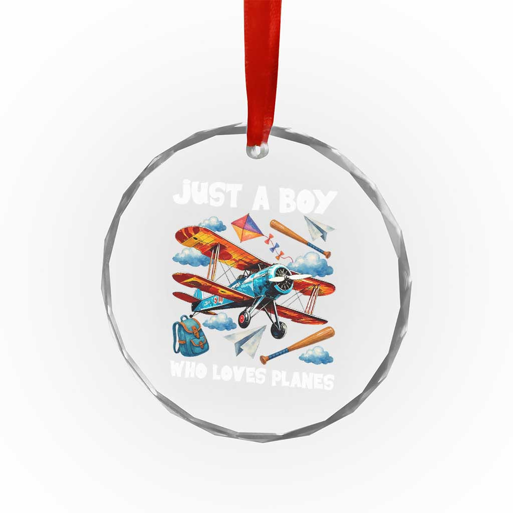 Funny Pilot Airplane Lovers Crystal Glass Ornament Just A Boy Who Loves Planes TS14 Print Your Wear
