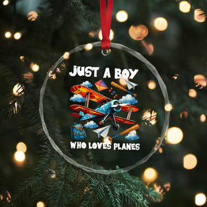 Funny Pilot Airplane Lovers Crystal Glass Ornament Just A Boy Who Loves Planes TS14 Print Your Wear