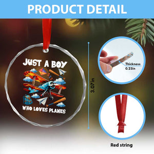 Funny Pilot Airplane Lovers Crystal Glass Ornament Just A Boy Who Loves Planes TS14 Print Your Wear