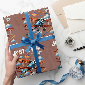 Funny Pilot Airplane Lovers Wrapping Paper Roll Just A Boy Who Loves Planes TS14 Mocha Print Your Wear