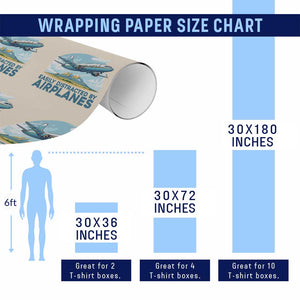 Funny Pilot Aviation Wrapping Paper Roll Easily Distracted By Airplanes Lover TS14 Print Your Wear
