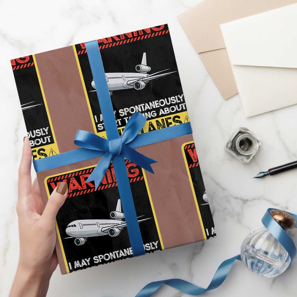 Funny Pilot Wrapping Paper Roll Warning May Spontaneously Talk About Airplanes TS14 Mocha Print Your Wear