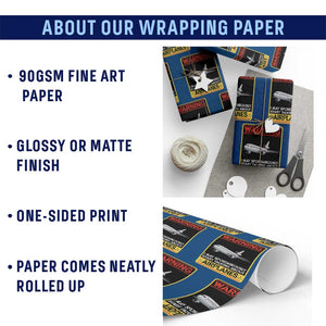 Funny Pilot Wrapping Paper Roll Warning May Spontaneously Talk About Airplanes TS14 Print Your Wear