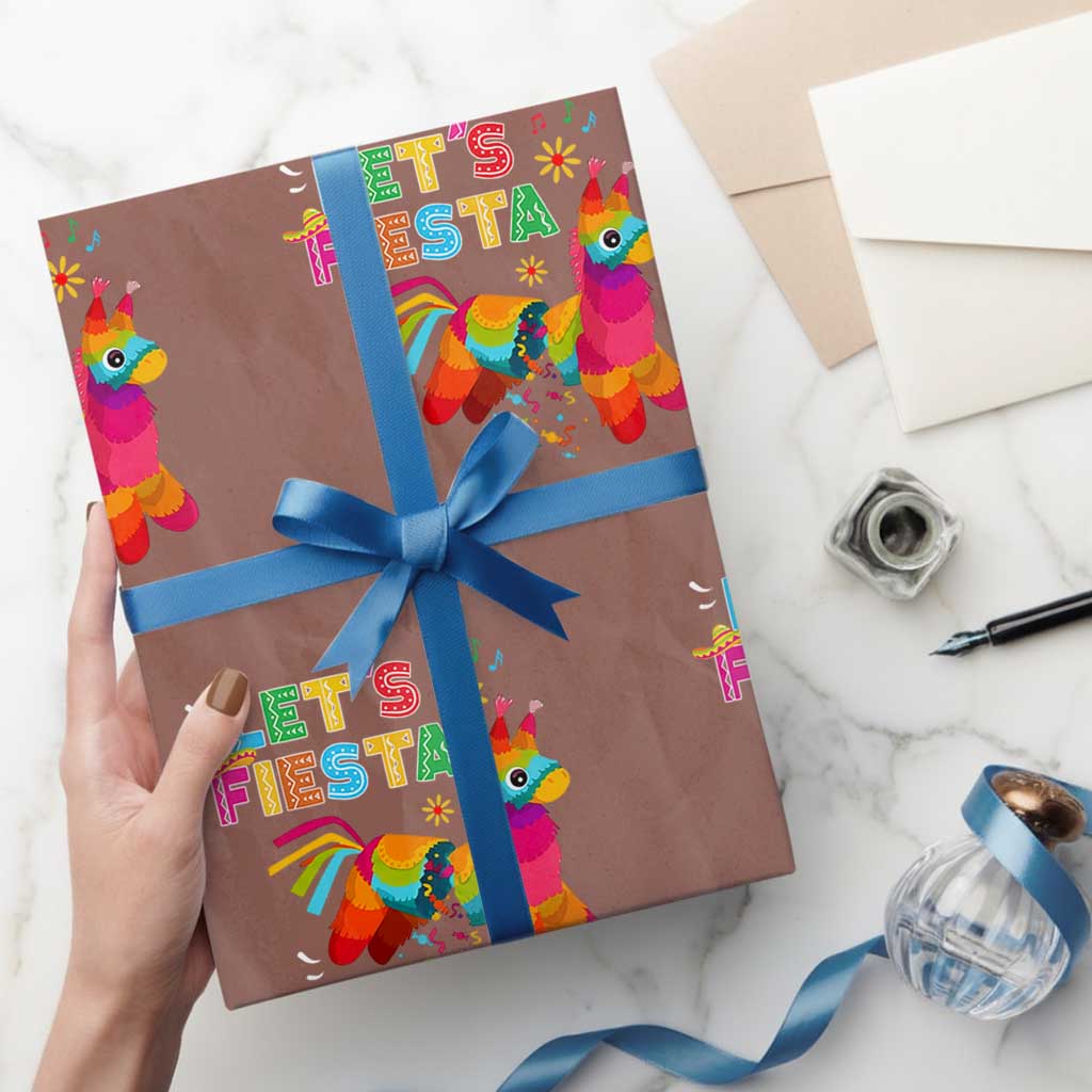 Funny Pinata Mexican Wrapping Paper Roll Let Us Fiesta TS14 Mocha Print Your Wear