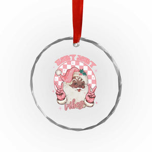 Funny Pink Christmas Retro Black Santa Crystal Glass Ornament Holly Jolly Vibes TS11 Print Your Wear