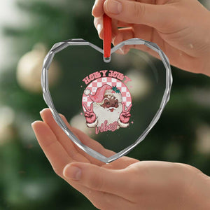 Funny Pink Christmas Retro Black Santa Heart Crystal Glass Ornament Holly Jolly Vibes TS11 Print Your Wear