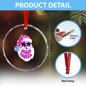 Funny Pink Disco Santa Retro Groovy Crystal Glass Ornament TS09 Print Your Wear
