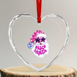 Funny Pink Disco Santa Retro Groovy Heart Crystal Glass Ornament TS09 Transparent Glass 3'' Heart Print Your Wear