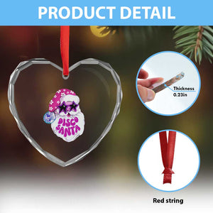 Funny Pink Disco Santa Retro Groovy Heart Crystal Glass Ornament TS09 Print Your Wear