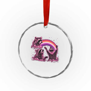 Funny Pink Raccoon Live Laugh Crystal Glass Ornament Lesbian Pride Month TS12 Print Your Wear