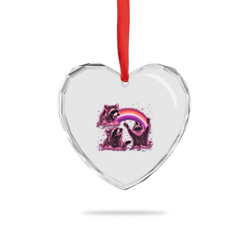 Funny Pink Raccoon Live Laugh Heart Crystal Glass Ornament Lesbian Pride Month TS12 Print Your Wear
