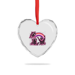 Funny Pink Raccoon Live Laugh Heart Crystal Glass Ornament Lesbian Pride Month TS12 Print Your Wear
