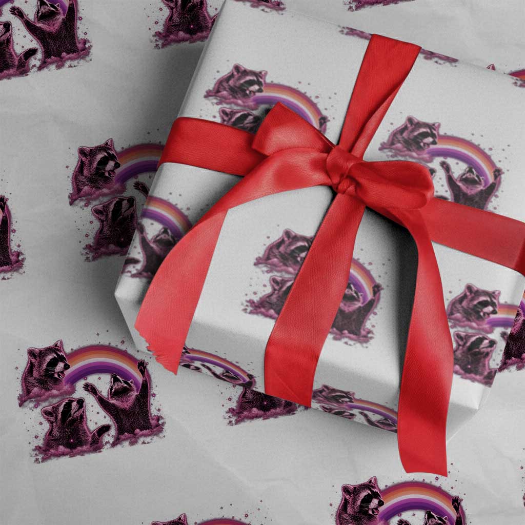 Funny Pink Raccoon Live Laugh Wrapping Paper Roll Lesbian Pride Month