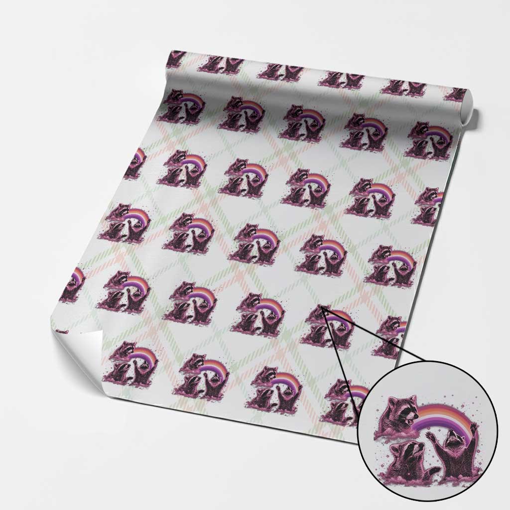Funny Pink Raccoon Live Laugh Wrapping Paper Roll Lesbian Pride Month