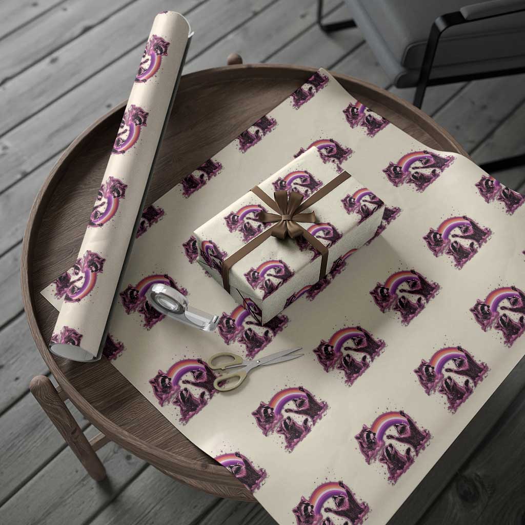Funny Pink Raccoon Live Laugh Wrapping Paper Roll Lesbian Pride Month
