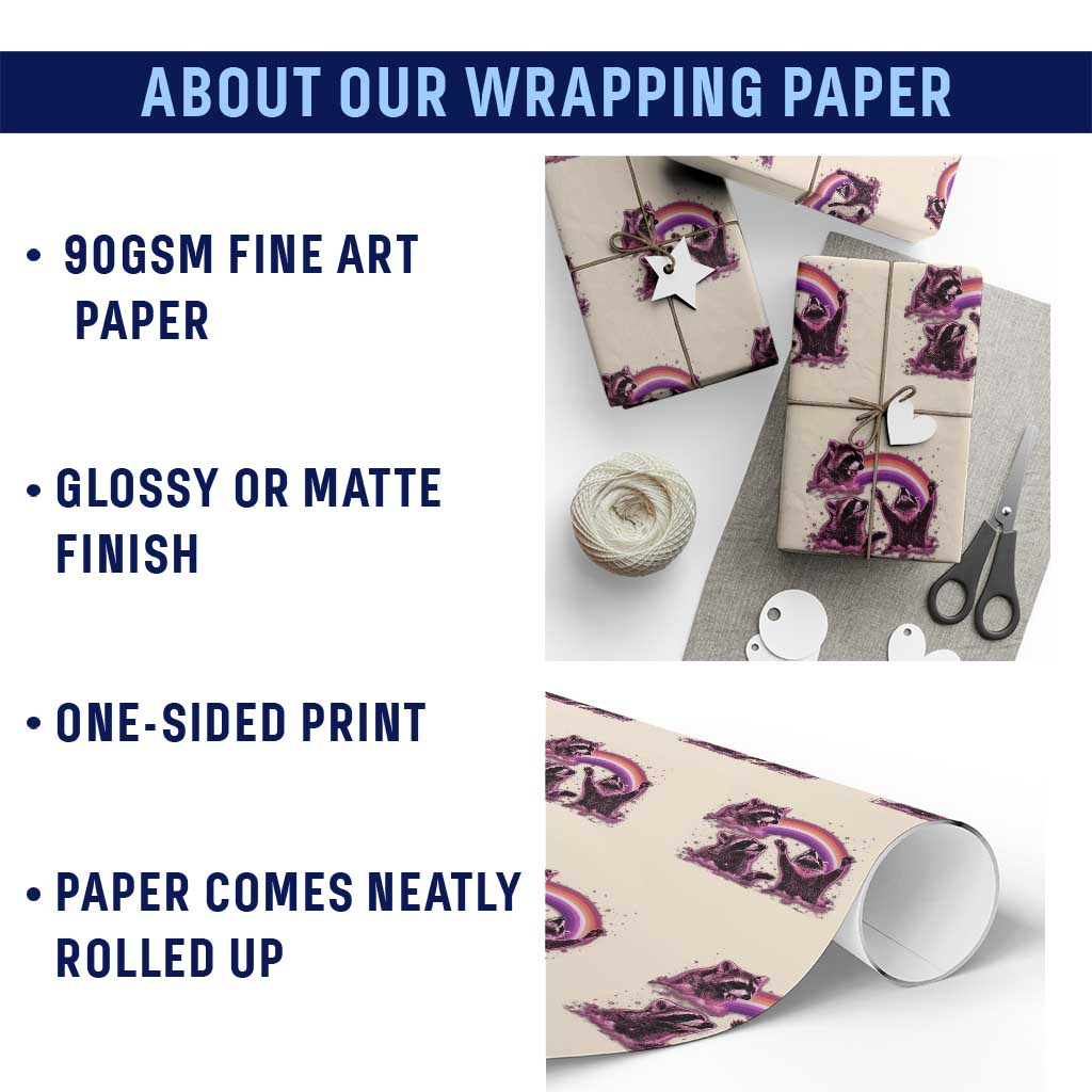 Funny Pink Raccoon Live Laugh Wrapping Paper Roll Lesbian Pride Month