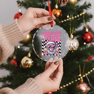 Funny Pink Santa Christmas Crystal Glass Ornament Christmas Vibes Checkboard TS11 Print Your Wear