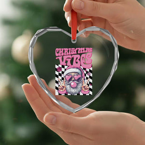 Funny Pink Santa Christmas Heart Crystal Glass Ornament Christmas Vibes Checkboard TS11 Print Your Wear
