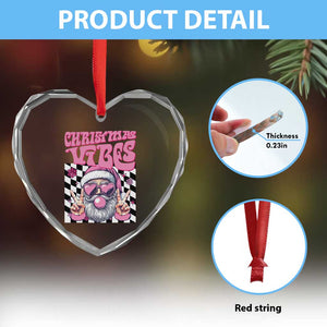 Funny Pink Santa Christmas Heart Crystal Glass Ornament Christmas Vibes Checkboard TS11 Print Your Wear