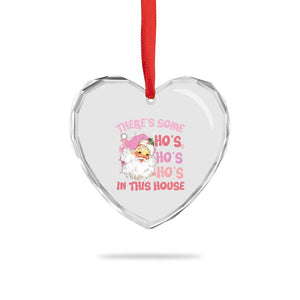 Funny Pink Santa Heart Crystal Glass Ornament Theres Some Hos In This House Retro Xmas Vibe TS02 Print Your Wear
