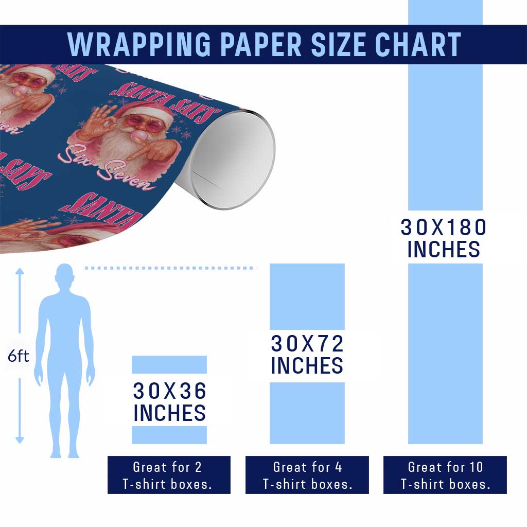 Funny Pink Santa Says Six Seven Wrapping Paper Roll 67 Christmas Meme Gen Alpha TS11 Print Your Wear