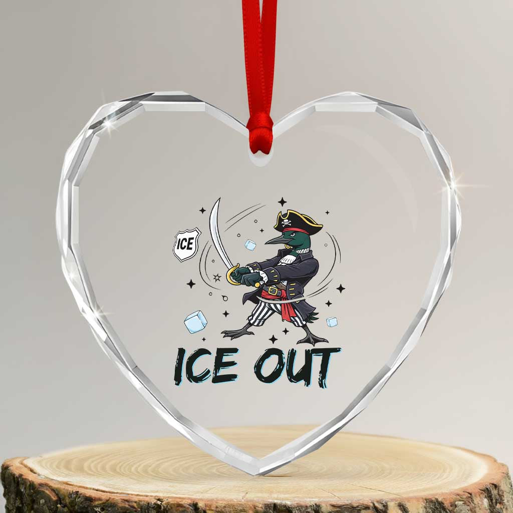 Funny Pirate Common Loon Minnesota Defends Abolish Ice Heart Crystal Glass Ornament TS12 Transparent Glass 3'' Heart Print Your Wear