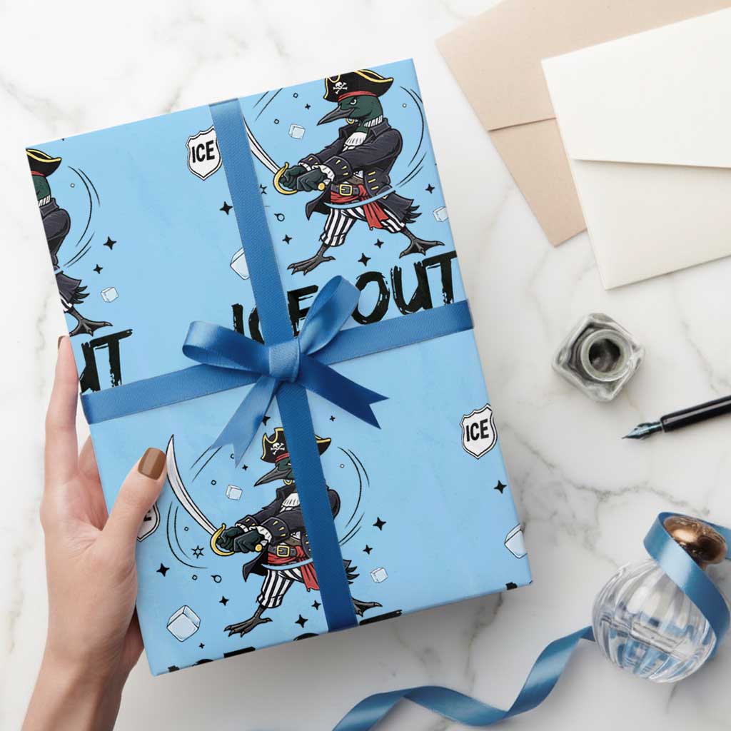 Funny Pirate Common Loon Minnesota Defends Abolish Ice Wrapping Paper Roll TS12 Light Blue Print Your Wear