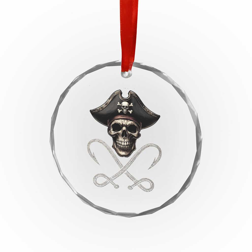 Funny Pirate Fishing Lover Crystal Glass Ornament Vintage Pirate Skull Hooks Fishing TS11 Print Your Wear