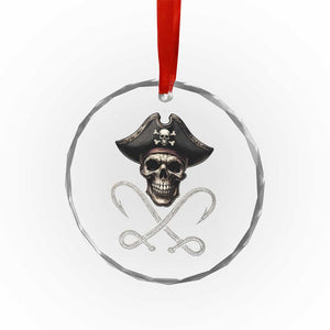 Funny Pirate Fishing Lover Crystal Glass Ornament Vintage Pirate Skull Hooks Fishing TS11 Print Your Wear