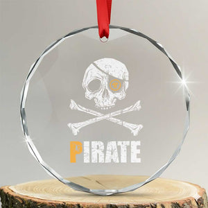 Funny Pirate Pi Cryptocurrency Crystal Glass Ornament Crypto Coins Blockchain Mining TS02 Transparent Glass 3'' Circle Print Your Wear