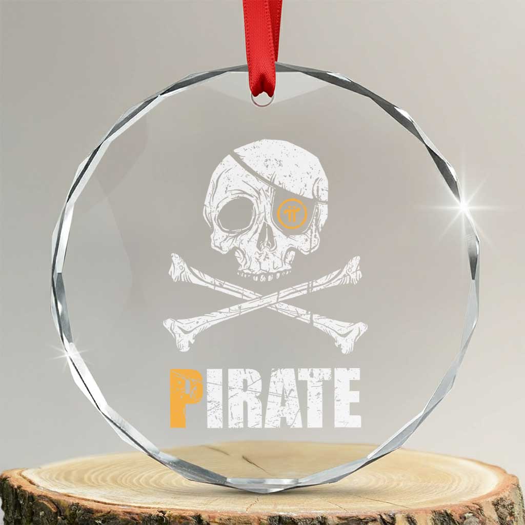 Funny Pirate Pi Cryptocurrency Crystal Glass Ornament Crypto Coins Blockchain Mining TS02 Transparent Glass 3'' Circle Print Your Wear