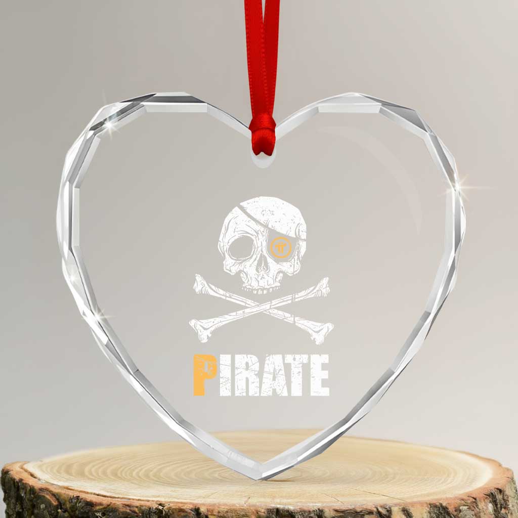 Funny Pirate Pi Cryptocurrency Heart Crystal Glass Ornament Crypto Coins Blockchain Mining TS02 Transparent Glass 3'' Heart Print Your Wear