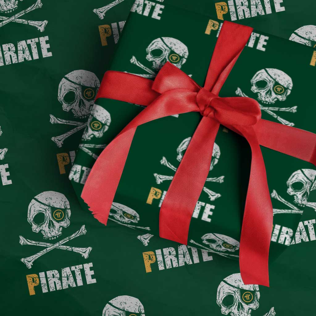 Funny Pirate Pi Cryptocurrency Wrapping Paper Roll Crypto Coins Blockchain Mining TS02 Green Print Your Wear