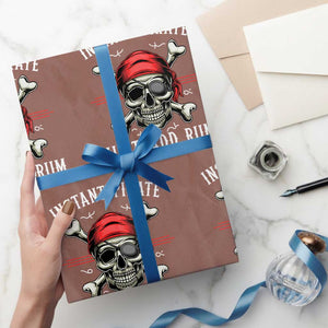 Funny Pirate Skull Wrapping Paper Roll Instant Pirate Just Add Rum Funny Jolly Roger Crossbones TS02 Mocha Print Your Wear