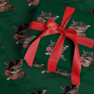 Funny Pirate Wrapping Paper Roll All Fun And Games Until Someone Loses an Eye TS02 Green Print Your Wear