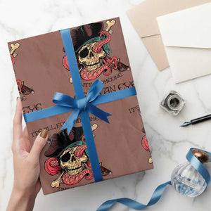 Funny Pirate Wrapping Paper Roll All Fun And Games Until Someone Loses an Eye TS02 Mocha Print Your Wear
