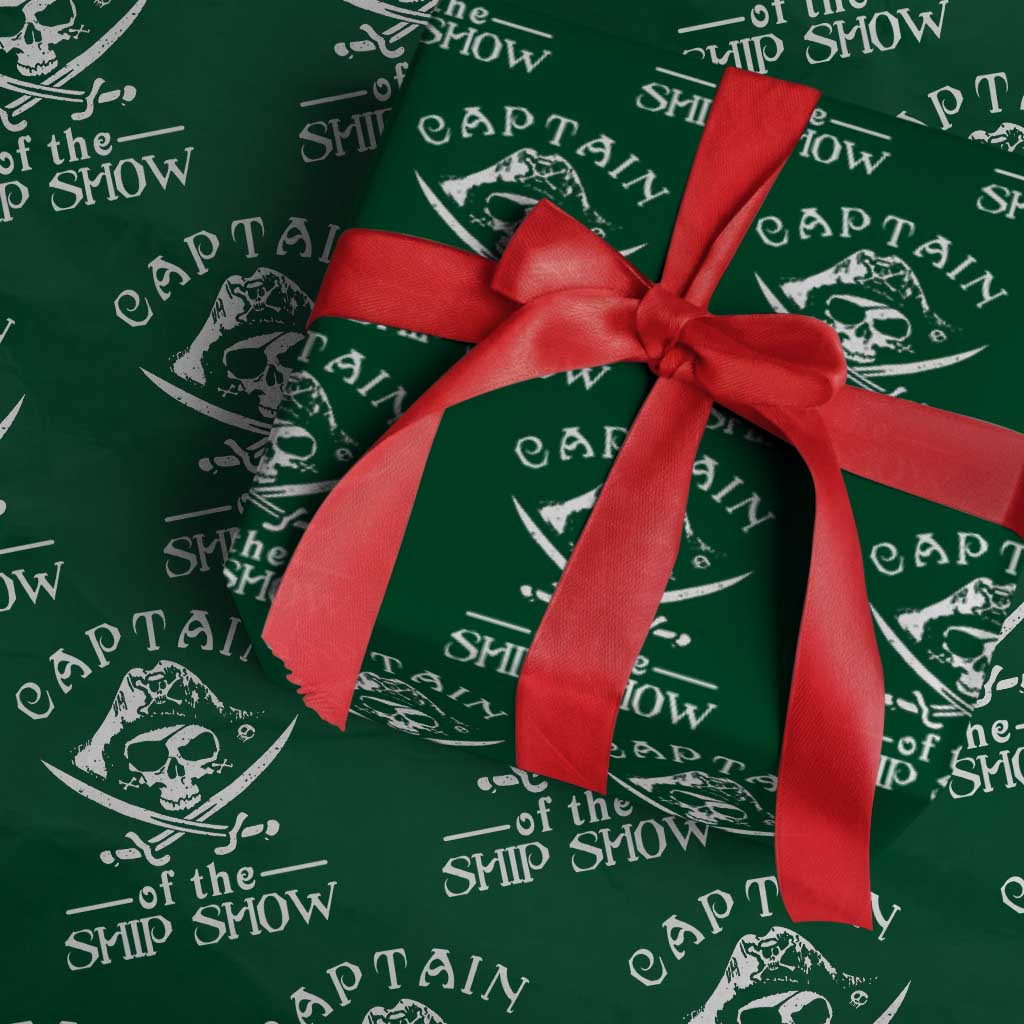 Funny Pirate Wrapping Paper Roll Captain Ship Show Boater Boating Captain TS02 Green Print Your Wear
