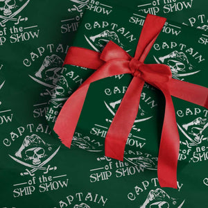Funny Pirate Wrapping Paper Roll Captain Ship Show Boater Boating Captain TS02 Green Print Your Wear