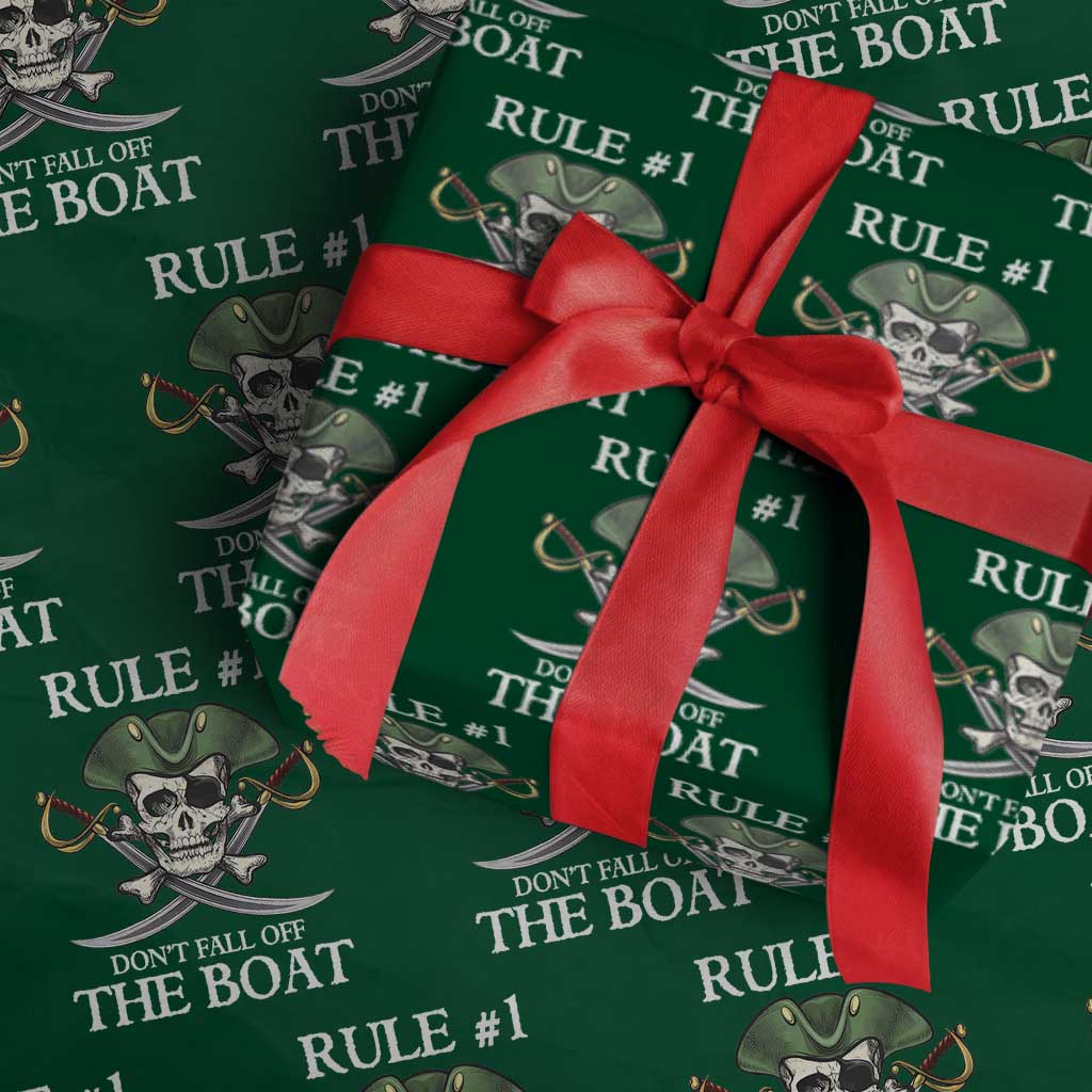 Funny Pirate Wrapping Paper Roll Rule #1 Don't Fall Off The Boat Cruise Party Gift - Print Your Wear