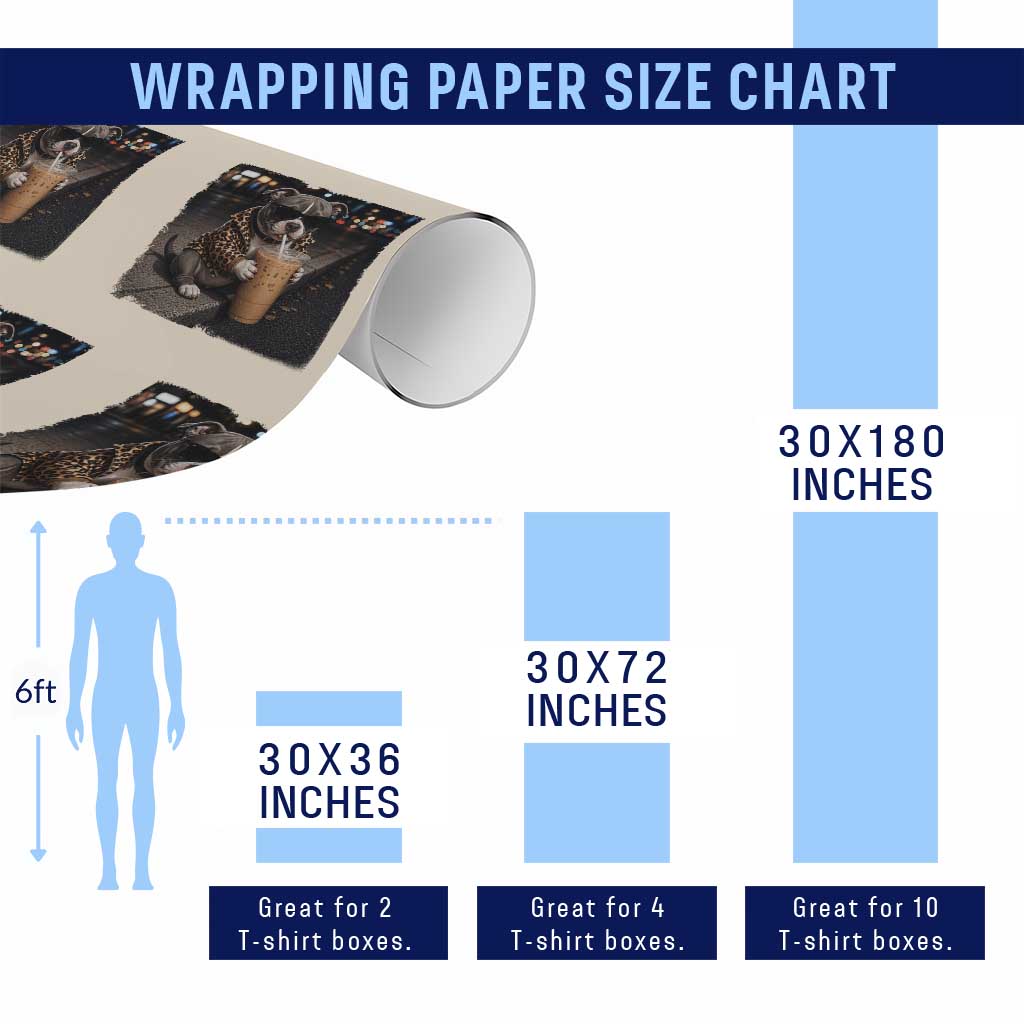 Funny Pitbull Drinking Coffee Wrapping Paper Roll Dog Meme Caffeine Graphic TS12 Print Your Wear