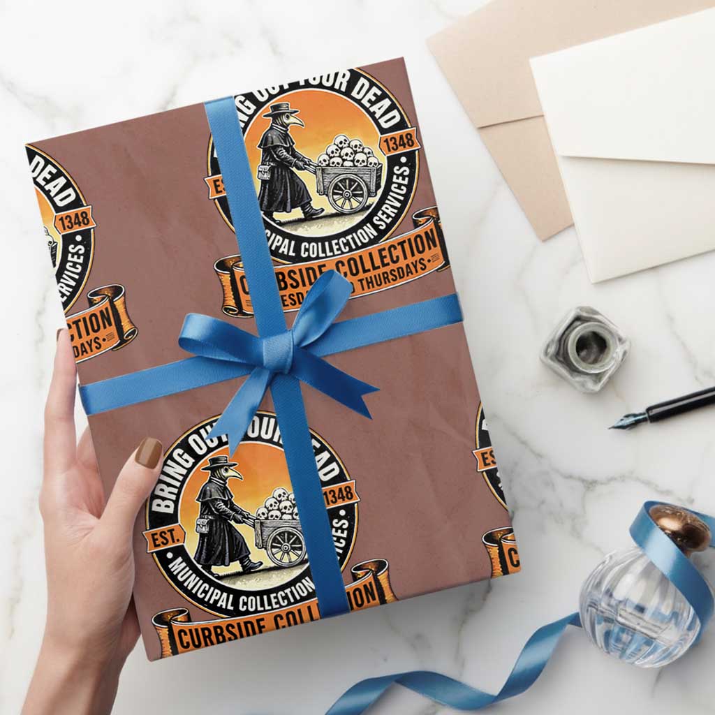 Funny Plague Doctor History Humor Wrapping Paper Roll Bring Out Your Dead Curbside Collection