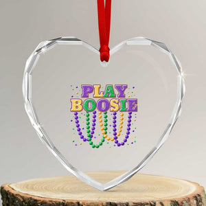 Funny Play Boosie Mardi Gras Heart Crystal Glass Ornament Beads Fat Tuesday Carnival TS11 Transparent Glass 3'' Heart Print Your Wear