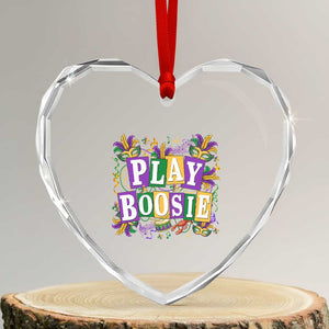 Funny Play Boosie Mardi Gras Heart Crystal Glass Ornament Fat Tuesday Carnival Fleur De Lis Music TS11 Transparent Glass 3'' Heart Print Your Wear